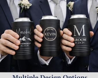 Groomsmen Can Cooler Gift | Engraved Beer Holder for Best Man & Groomsmen