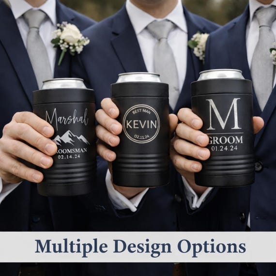 Groomsmen Can Cooler Gift | Engraved Beer Holder for Best Man & Groomsmen