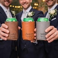 Personalized Groomsmen Can Cooler – Custom Leather Beer Holder – Wedding Party Gift – Engraved Name & Date – Groom Best Man Gift product logo