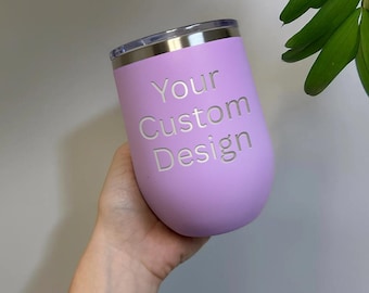 Custom Engraved Wine Tumbler | Personalized 12oz Insulated Cup