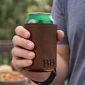 Leather Can Cooler with Initials
