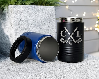 Personalized Golf Can Cooler with Initials | Custom Engraved Mens Drink Holder