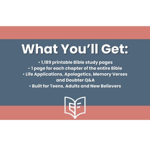 Full Bible Study Guide Printable or Digital Curriculum, Every Chapter, Christian Devotional with Apologetics Insights