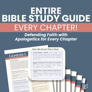 Full Bible Study Guide Printable or Digital Curriculum, Every Chapter, Christian Devotional with Apologetics Insights