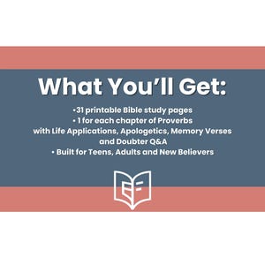 Proverbs Bible Study Guide Printable or Digital Curriculum, Every Chapter, Christian Devotional with Apologetics Insights