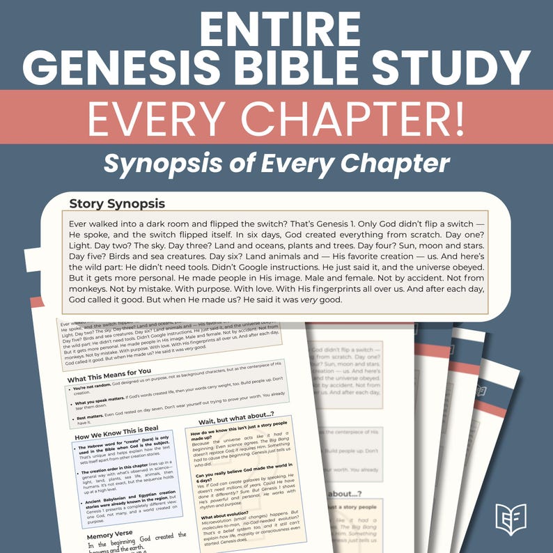 Genesis, Exodus and Leviticus Bible Study Guide, Printable Notes with Story Summary, Christian Apologetics, Q&A for Every Chapter