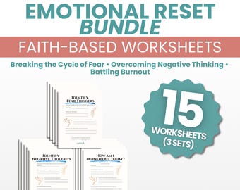 Paket zur emotionalen Neuorientierung: Reflexionsarbeitsblätter (PDF) für Angstzustände, kognitive Verhaltenstherapie, christliches Dankbarkeitstagebuch (digitales Produkt)