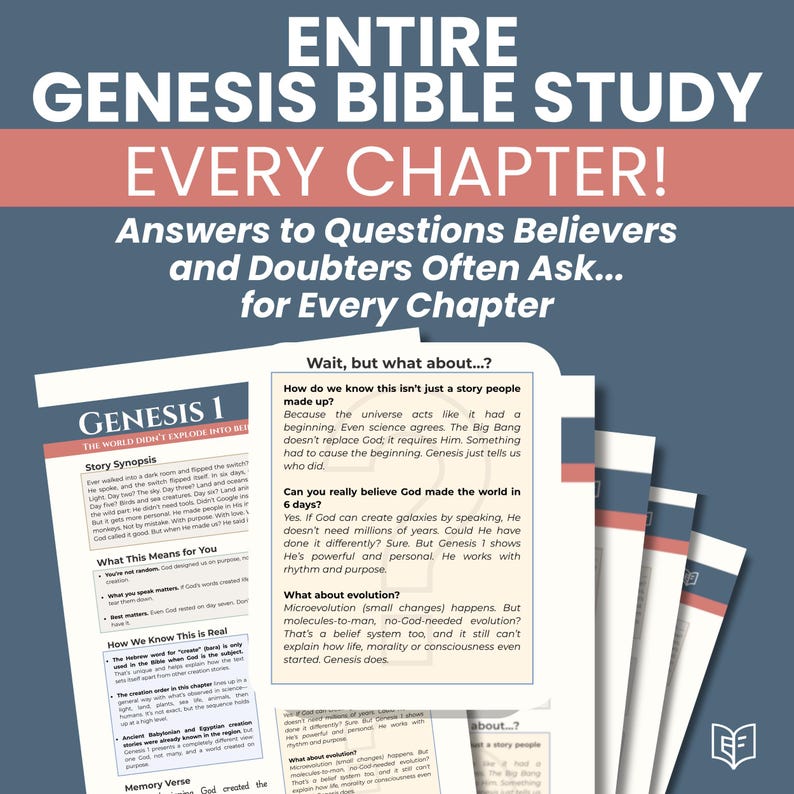 Genesis, Exodus and Leviticus Bible Study Guide, Printable Notes with Story Summary, Christian Apologetics, Q&A for Every Chapter
