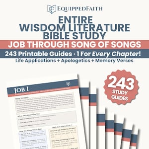 Wisdom Literature Books Bible Study Guide Printable or Digital Curriculum, Every Chapter, Christian Devotional with Apologetics Insights