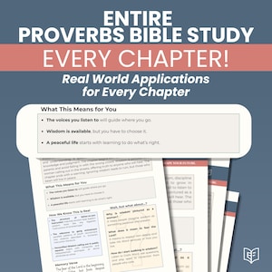 Proverbs Bible Study Guide Printable or Digital Curriculum, Every Chapter, Christian Devotional with Apologetics Insights