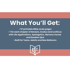 Genesis, Exodus and Leviticus Bible Study Guide, Printable Notes with Story Summary, Christian Apologetics, Q&A for Every Chapter