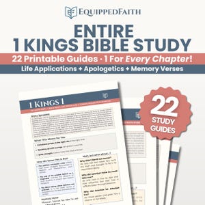 1 Kings Bible Study Guide Printable or Digital Curriculum, Every Chapter, Christian Devotional with Apologetics Insights
