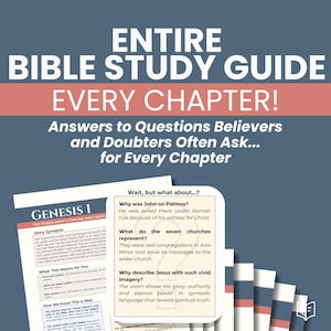 Full Bible Study Guide Printable or Digital Curriculum, Every Chapter, Christian Devotional with Apologetics Insights