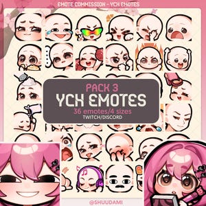 Custom YCH Twitch Emotes PACK 3 | Twitch Emote for streamer | YCH Emotes | Sticker Emote | Twitch Emotes | Streamer Emotes | Gift
