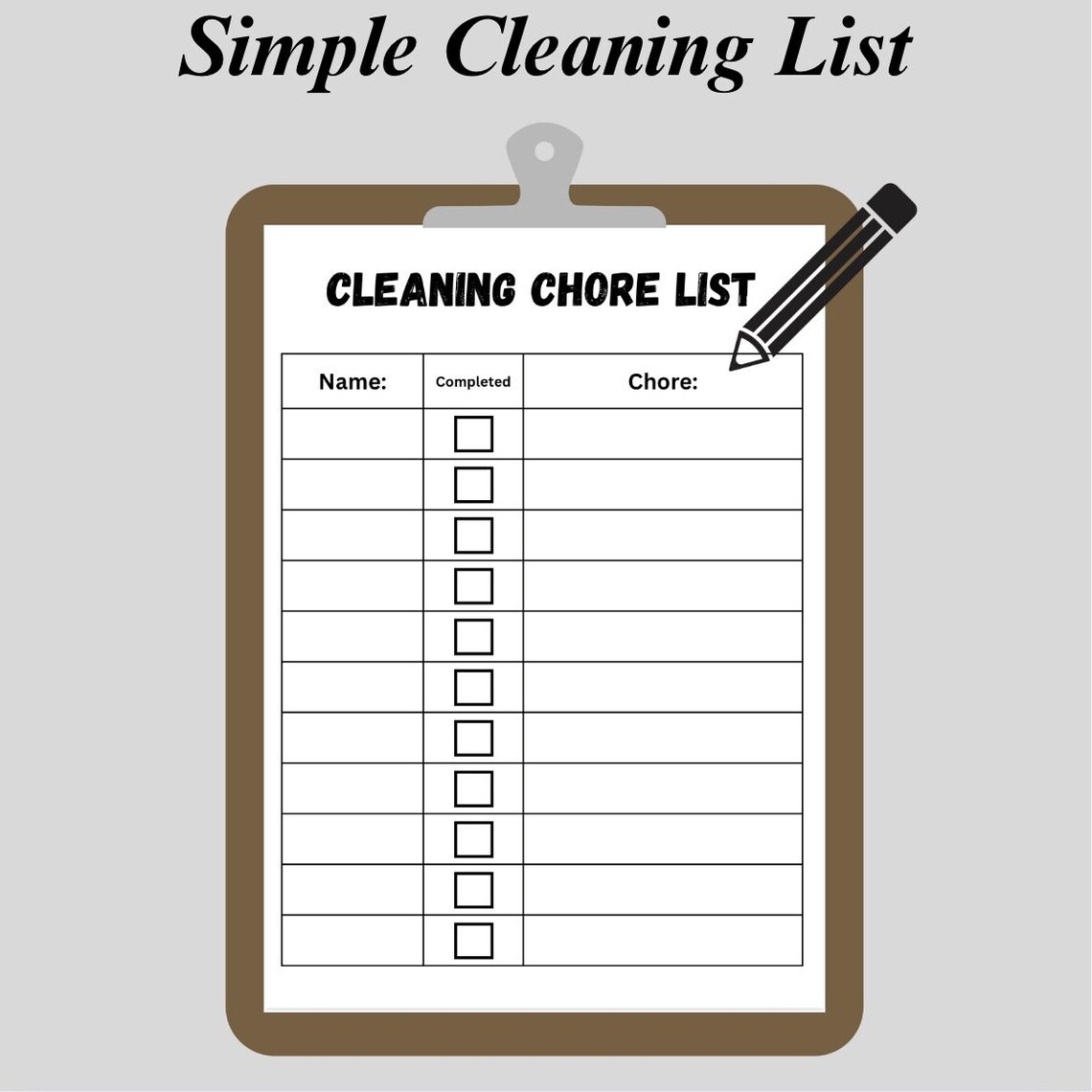 Fillable Chore List Template | Printable Weekly Task Chart for Families ...