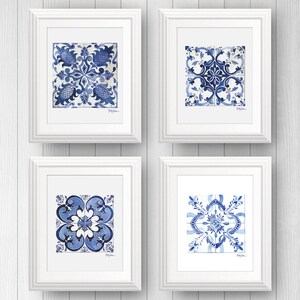 Portugal Tile, Mexican Talavera Tile Art Prints, Tile Wall Art Bundle