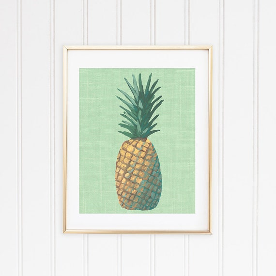 Pop Art Red Green Pineapple Framed Wall Art Print 9X7