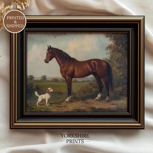 Vintage Horse and Dog Print: Equestrian Fine Art Poster, Printed and Shipped