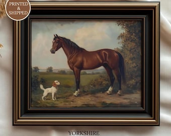 馬と犬のイラスト | ヴィンテージ動物の親友アートワーク