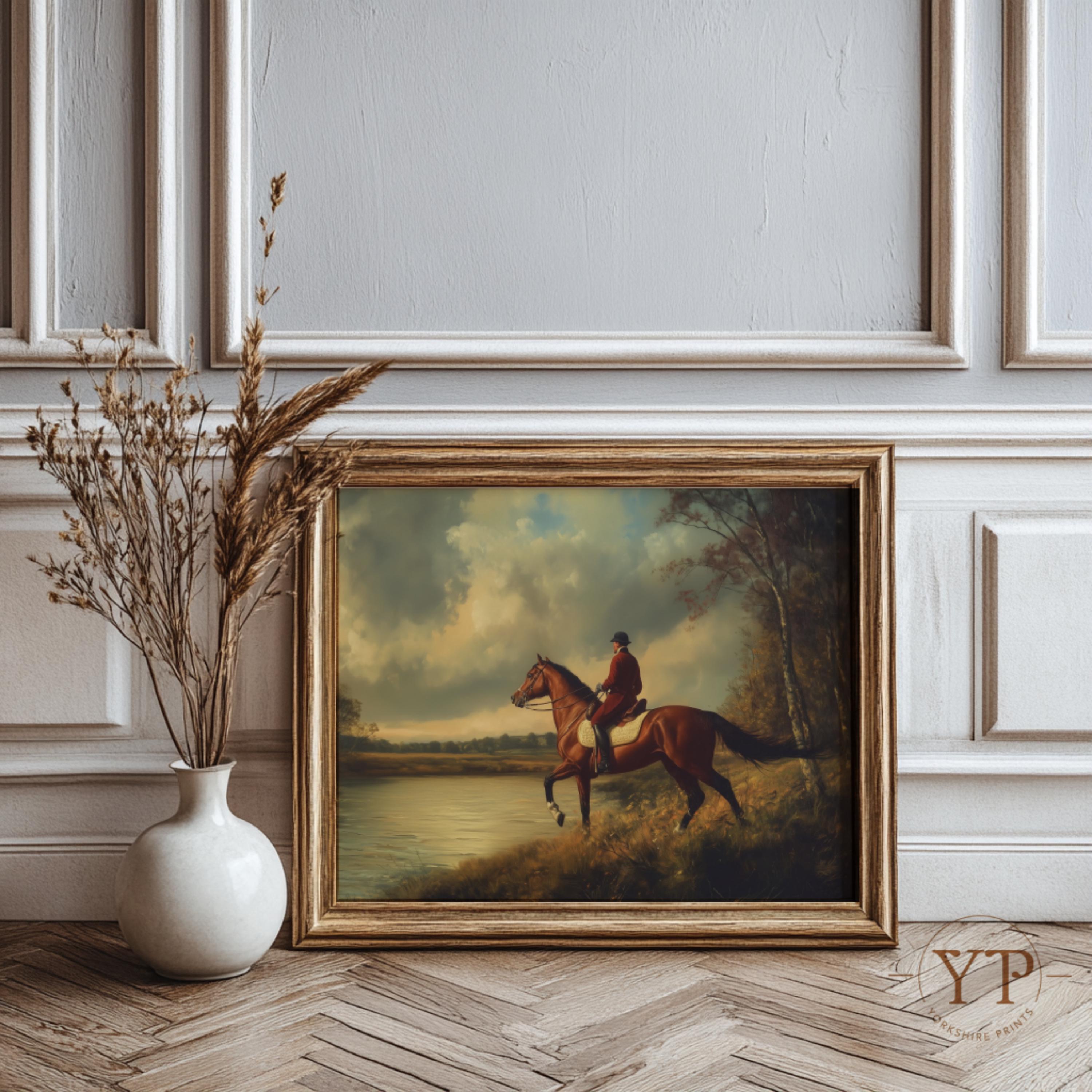 Vintage Equestrian Print: English Fox Hunt Scene, Horseback Decor, Fine ...