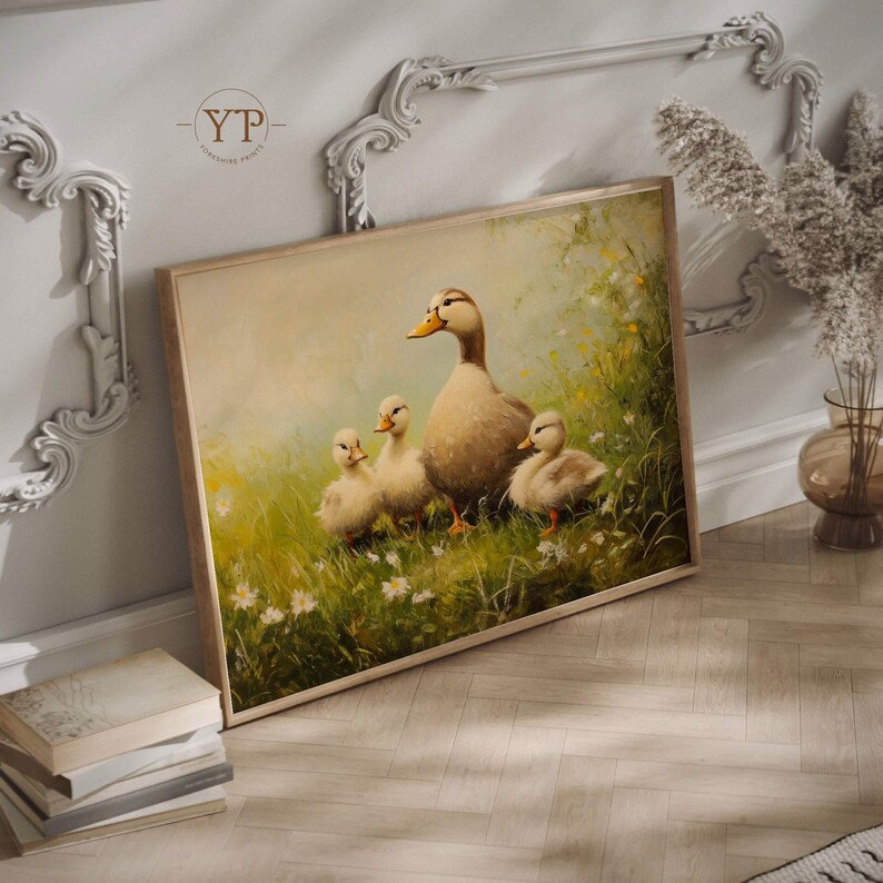 Mother Duck and Ducklings Painting, Farm Animal Nursery Wall Art ...