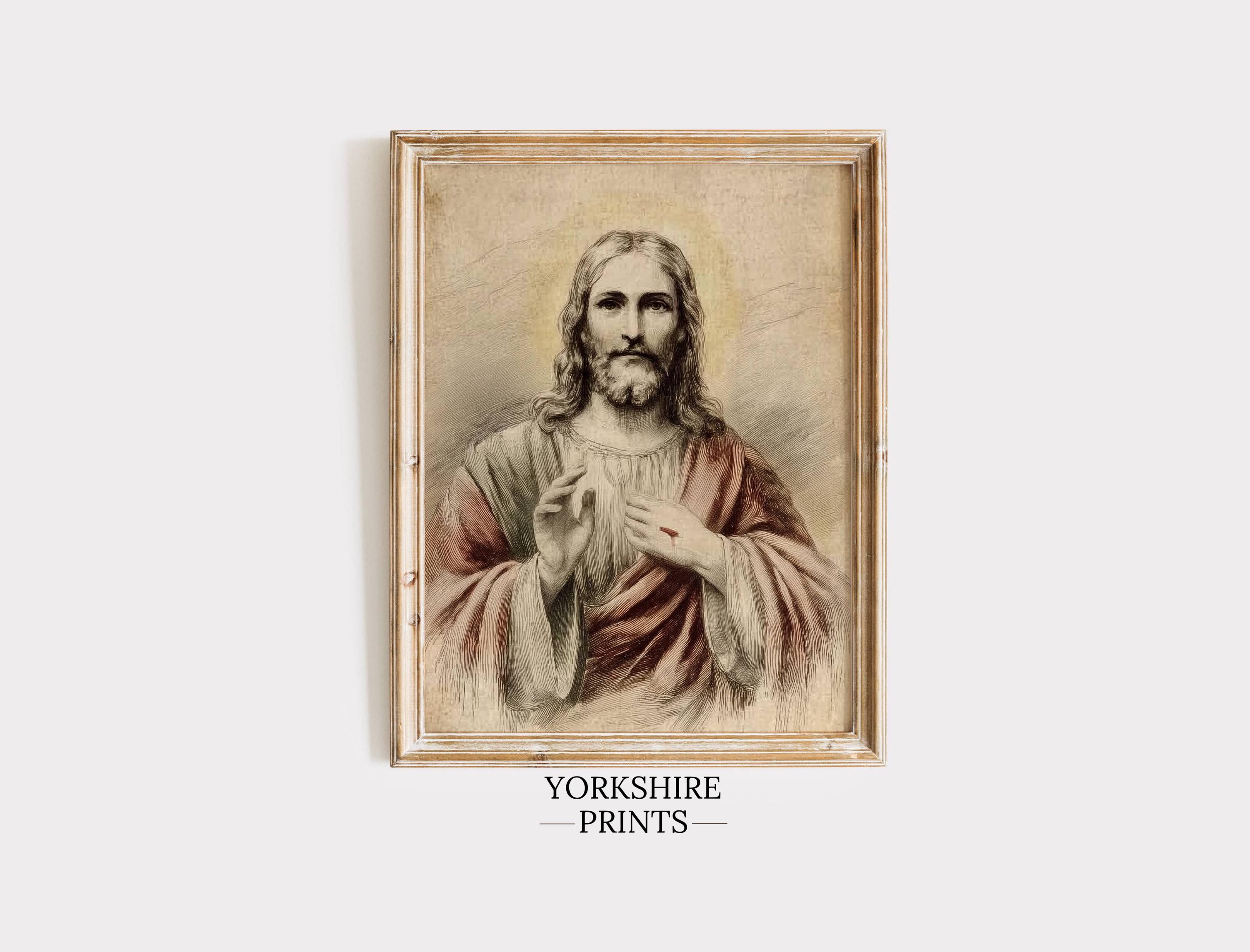 Jesus Christ Portrait Print | Vintage Religious Home Decor | Printed ...