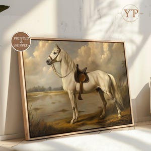 Vintage Equestrian Oil Painting: Antique Horse farmhouse Decor, Fine Art Poster, Printed and Shipped