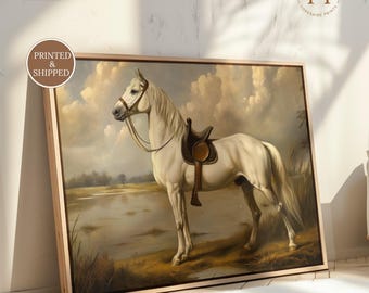 Vintage Equestrian Oil Painting: Antique Horse farmhouse Decor, Fine Art Poster, Printed and Shipped