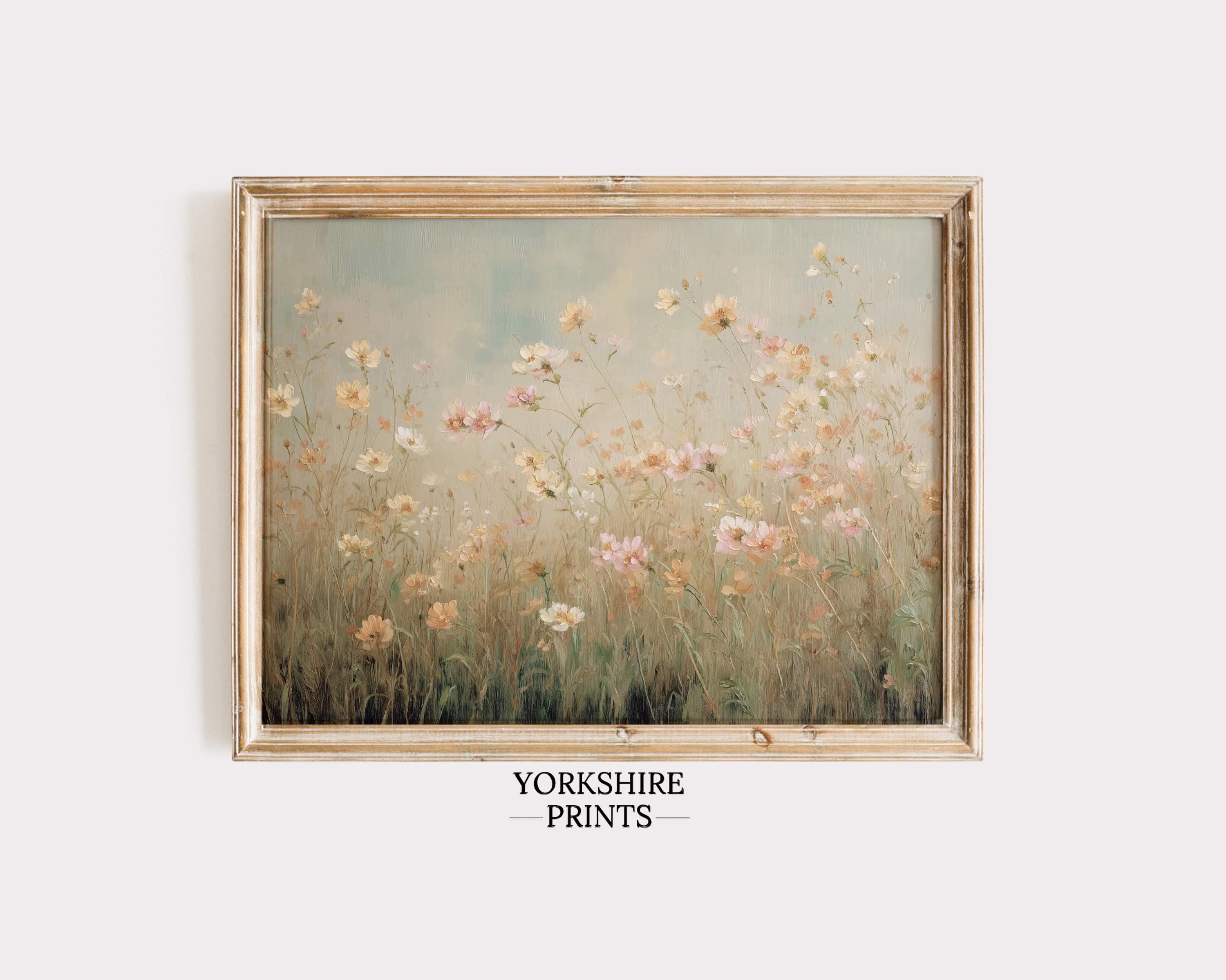 Soft Pastel Wildflower Meadow Wall Art, Spring Floral Landscape ...