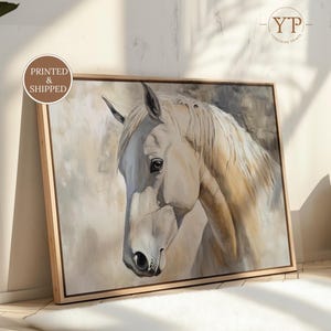 Elegant White Horse Print: Vintage Equestrian Fine Art Poster