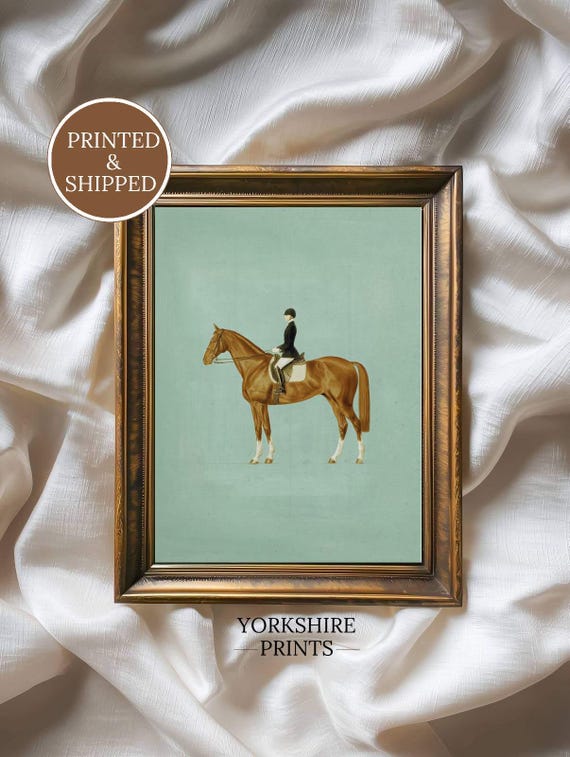 Vintage Equestrian Wall Art, Horse Rider Print, Classic Farm Decor, Printed and Shipped
