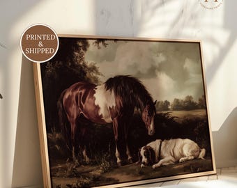 Horse and Dog Fine Art Poster: Rustic Equestrian Farmhouse Wall Decor, Printed and Shipped