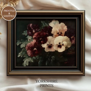 Vintage Pansy Flower Art Print: Victorian Botanical Oil Painting