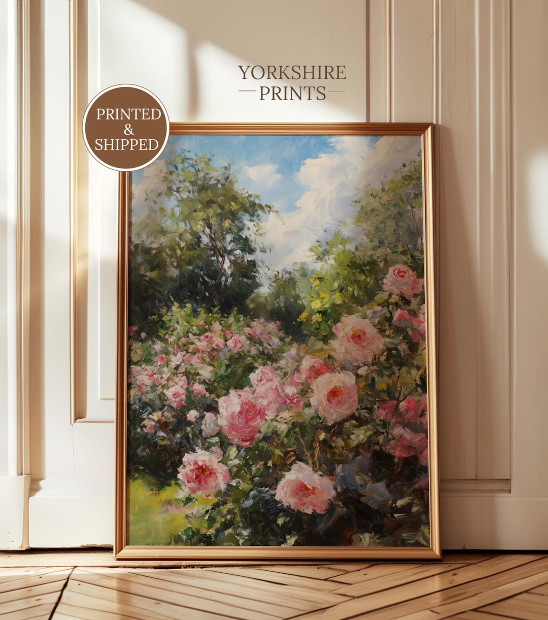 Vintage Rose Garden Print, Cottagecore Floral Fine Art Poster, Spring ...