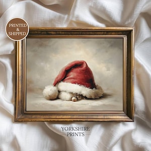 Santa Hat Still Life | Vintage Christmas Fine Art Poster | Minimal Cozy Holiday Decor