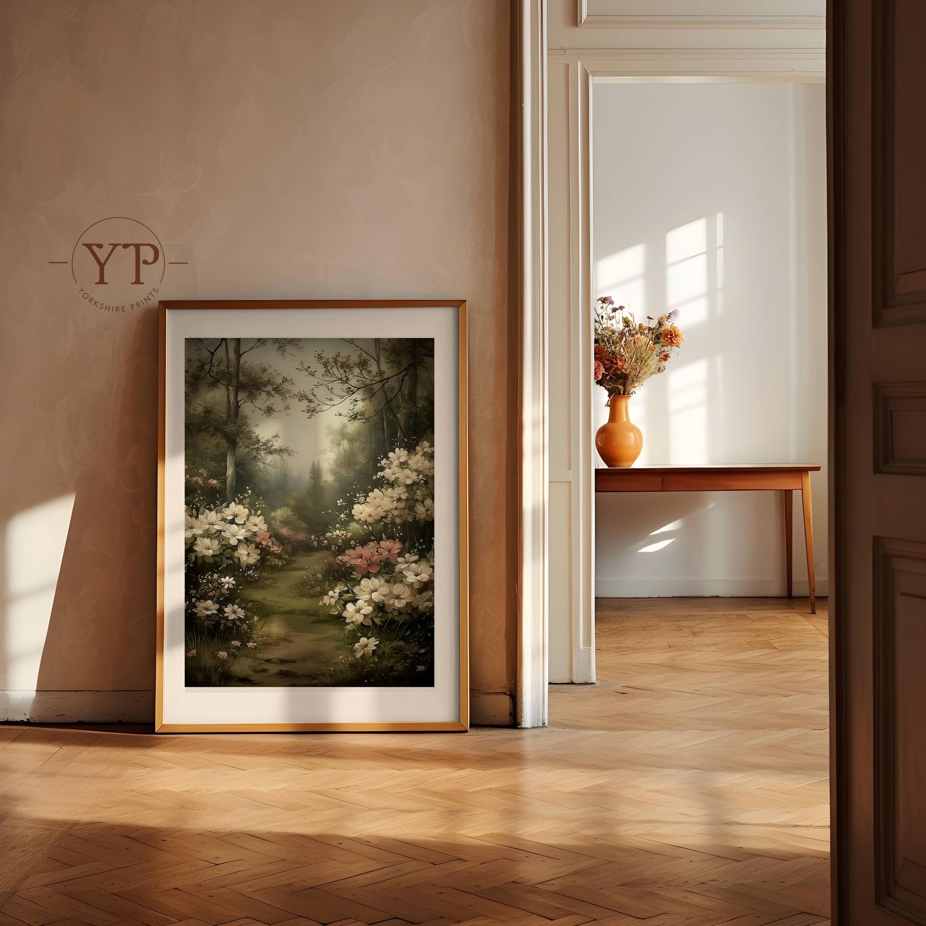 Spring Garden Path Wall Art, Cottage Floral Landscape Painting ...
