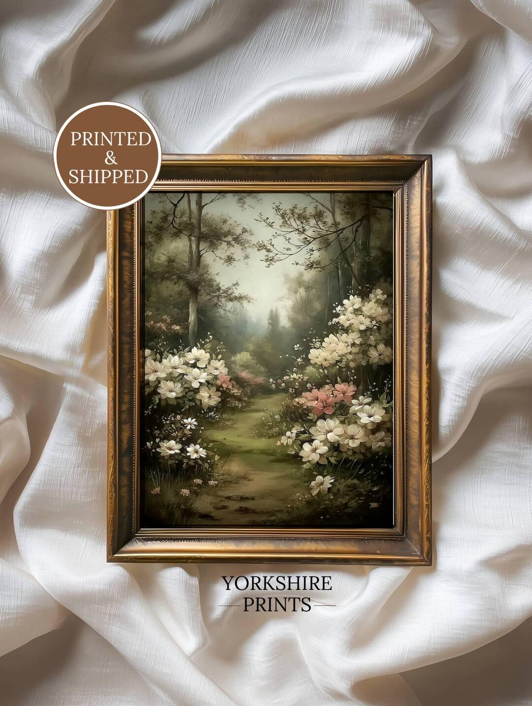 Spring Garden Path Wall Art, Cottage Floral Landscape Painting ...