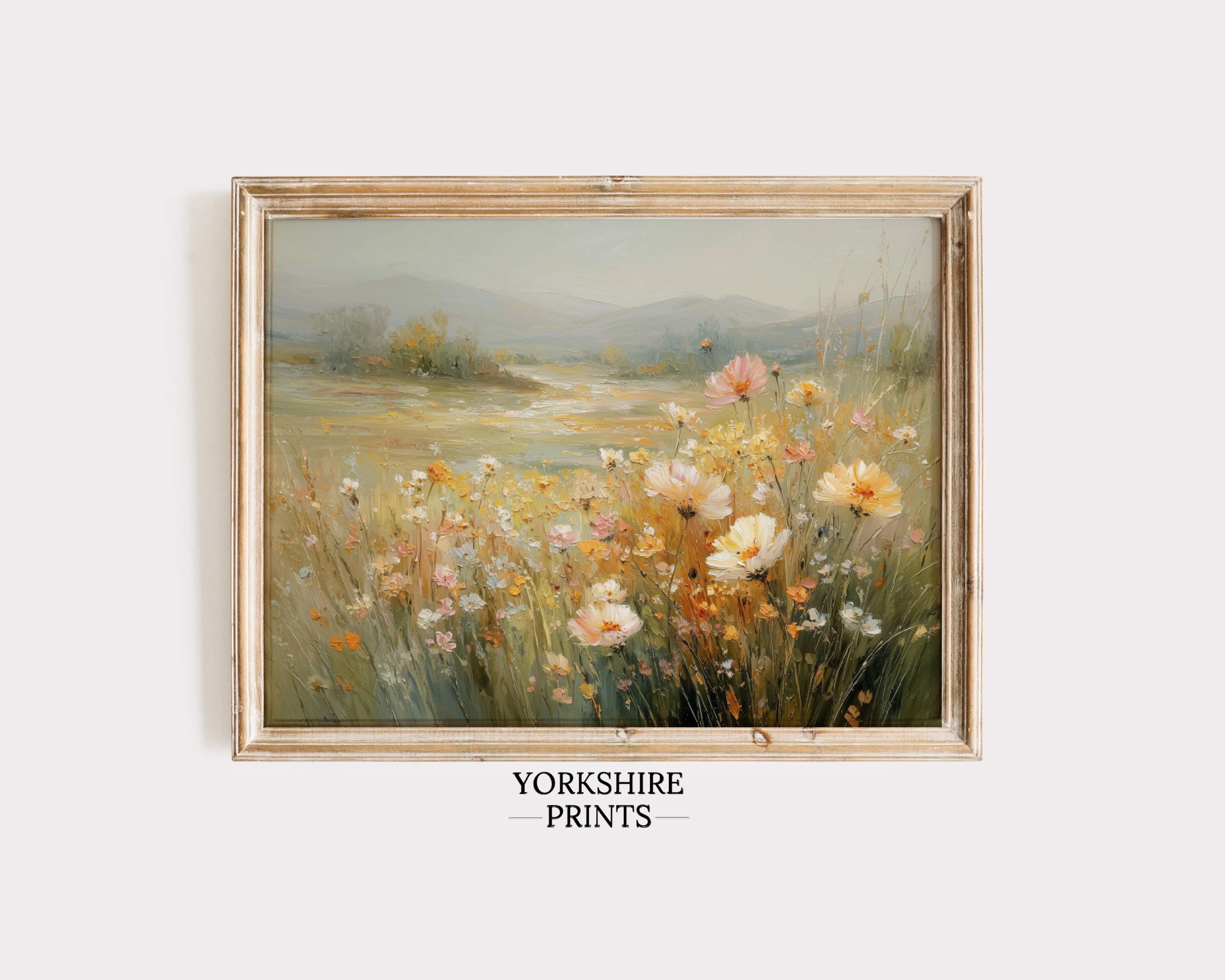 Wildflower Meadow Wall Art Print, Landscape Floral Painting, Spring ...