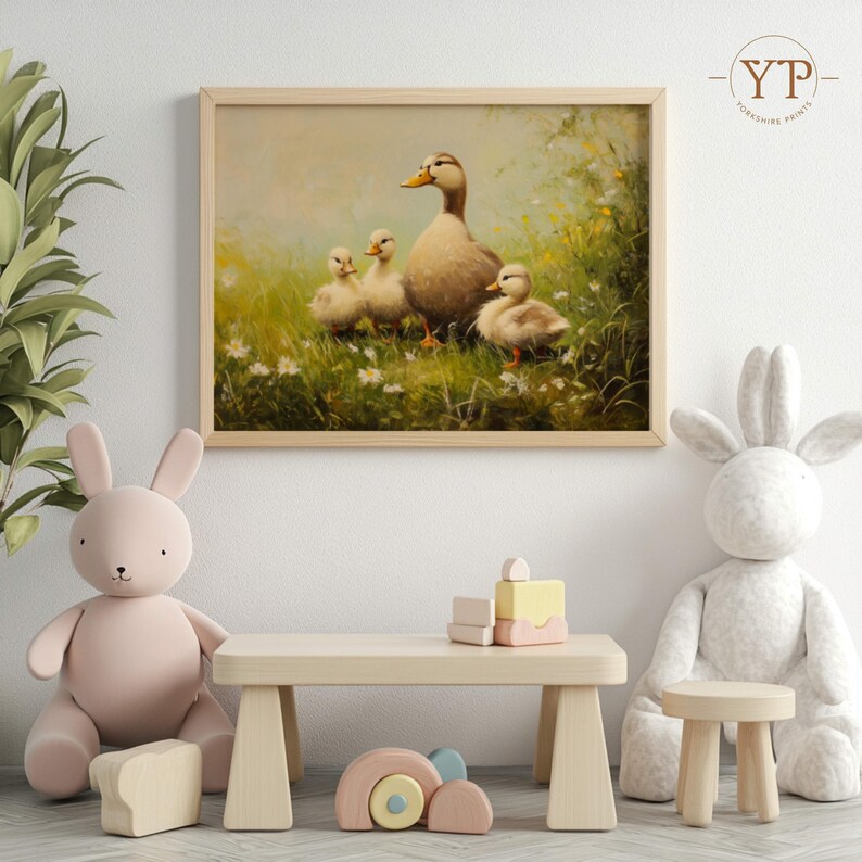 Mother Duck and Ducklings Painting, Farm Animal Nursery Wall Art ...