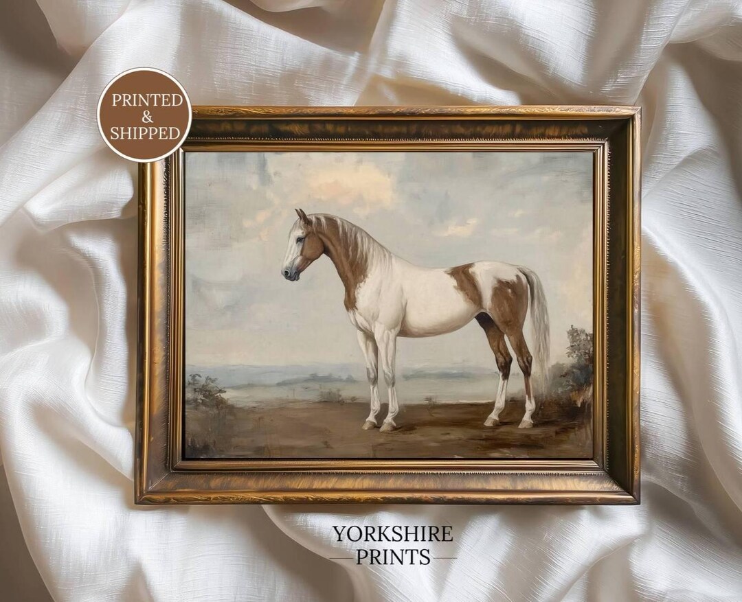 Vintage Horse Wall Art Print, Equestrian Painting, Neutral Farmhouse ...