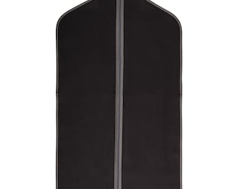 Garment cover, suit and dress clothes cover. Garment bag made from dark grey colour 100% cotton drill. Suit covers Made in Britain.