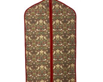 Garment cover, suit and dress clothes cover. Garment bag made from a multi colour print design polyester. Suit covers Made in Britain.