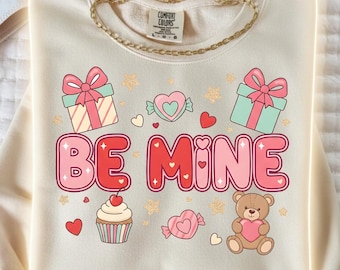 Be Mine png, Valentijnsdag png, cadeau voor haar, preppy hartshirt, penseelstreek liefde png, Galentine-sublimatie, digitale download