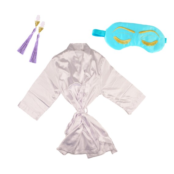 Breakfast at Tiffany's Satin Kimono Robe Gift Set with Sleep Eye Mask and Earplugs Holly Golightly Il_570xn