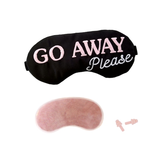 Go Away Please Sleep Mask in Black Satin Il_570xn