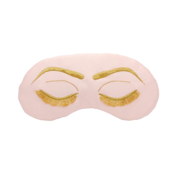 Vintage Glam Eyelashes Sleep Eye Mask in Blush with Metallic Gold Il_570xn