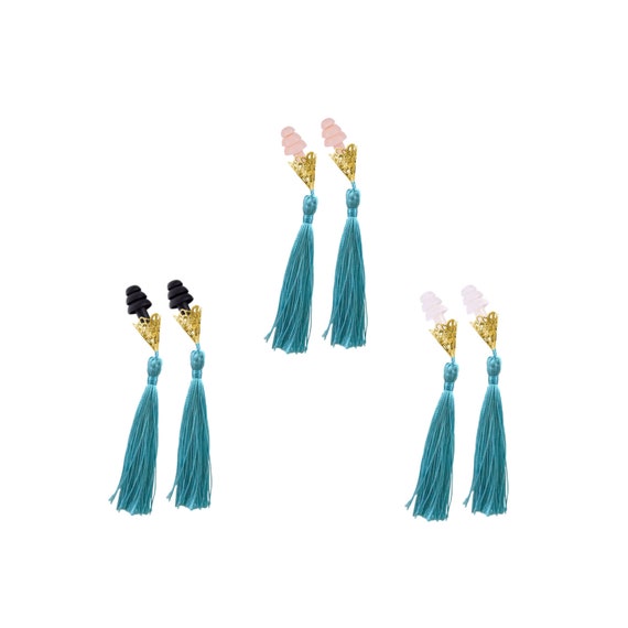 Breakfast at Tiffany's Inspired Tassel Earplugs in Aqua Il_570xn