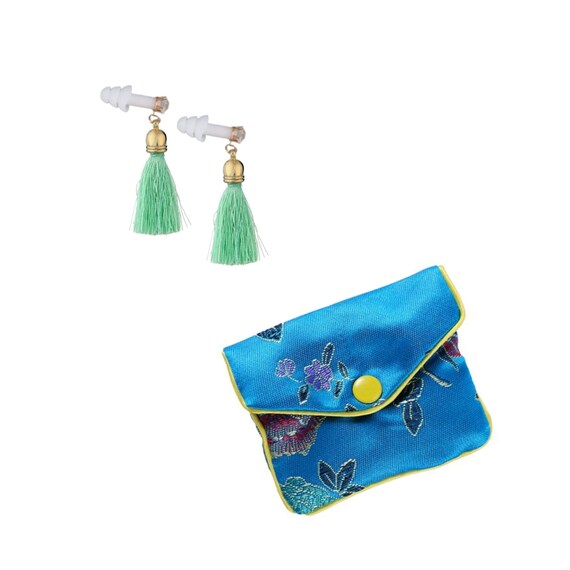 Mint Green Tassel Earplugs with Brocade Case Il_570xn