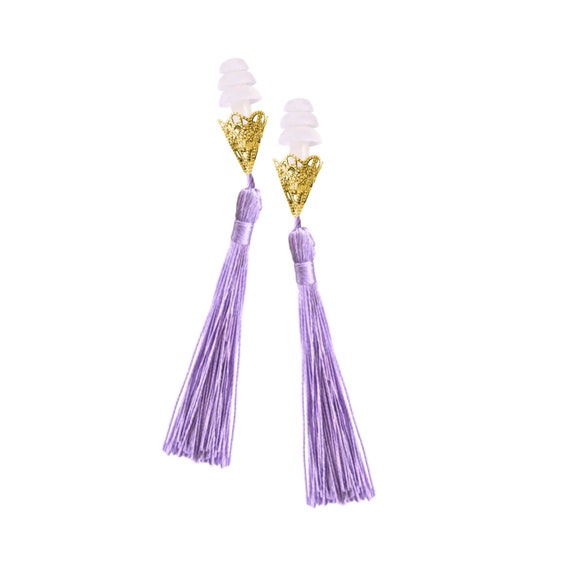 Breakfast at Tiffany's Inspired Tassel Earplugs in Lavender Holly Golightly Il_570xn