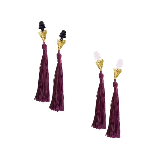 Breakfast at Tiffany's Inspired Tassel Earplugs in Plum Il_570xn
